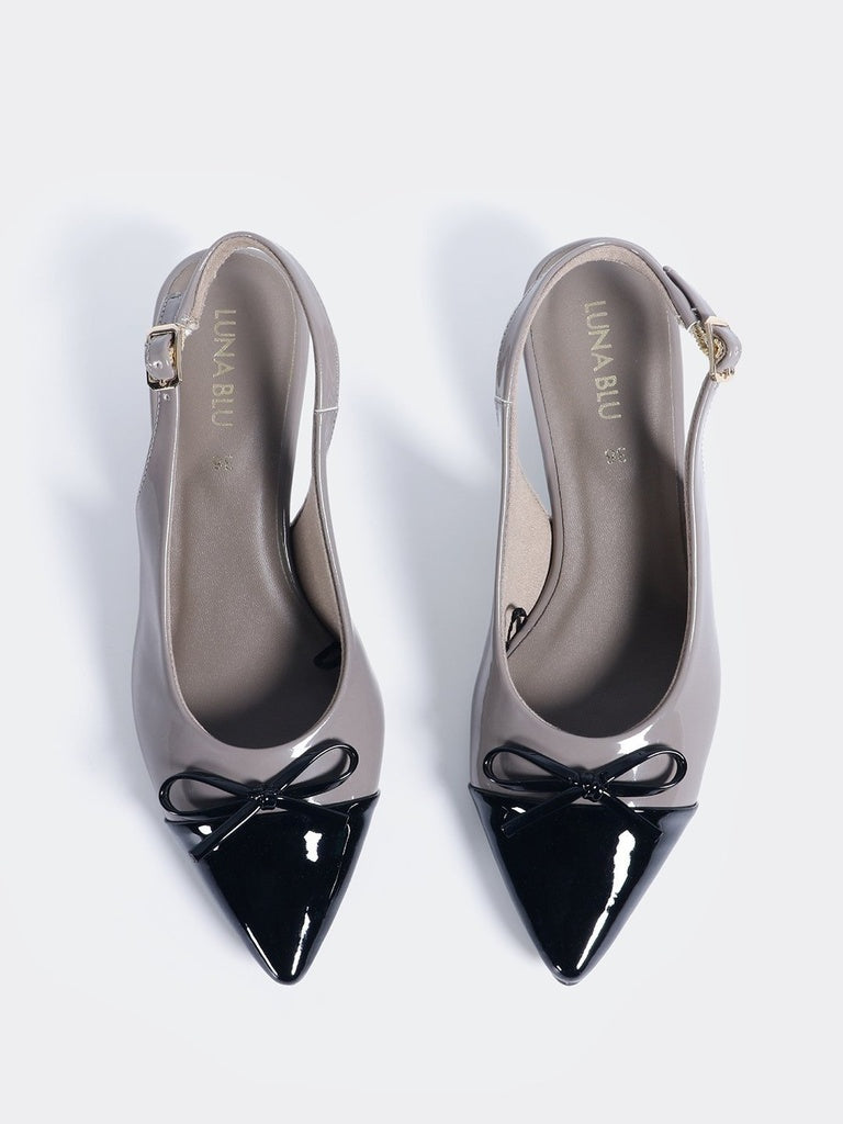 LUNA BLU Taupe Slingback Heel Mules