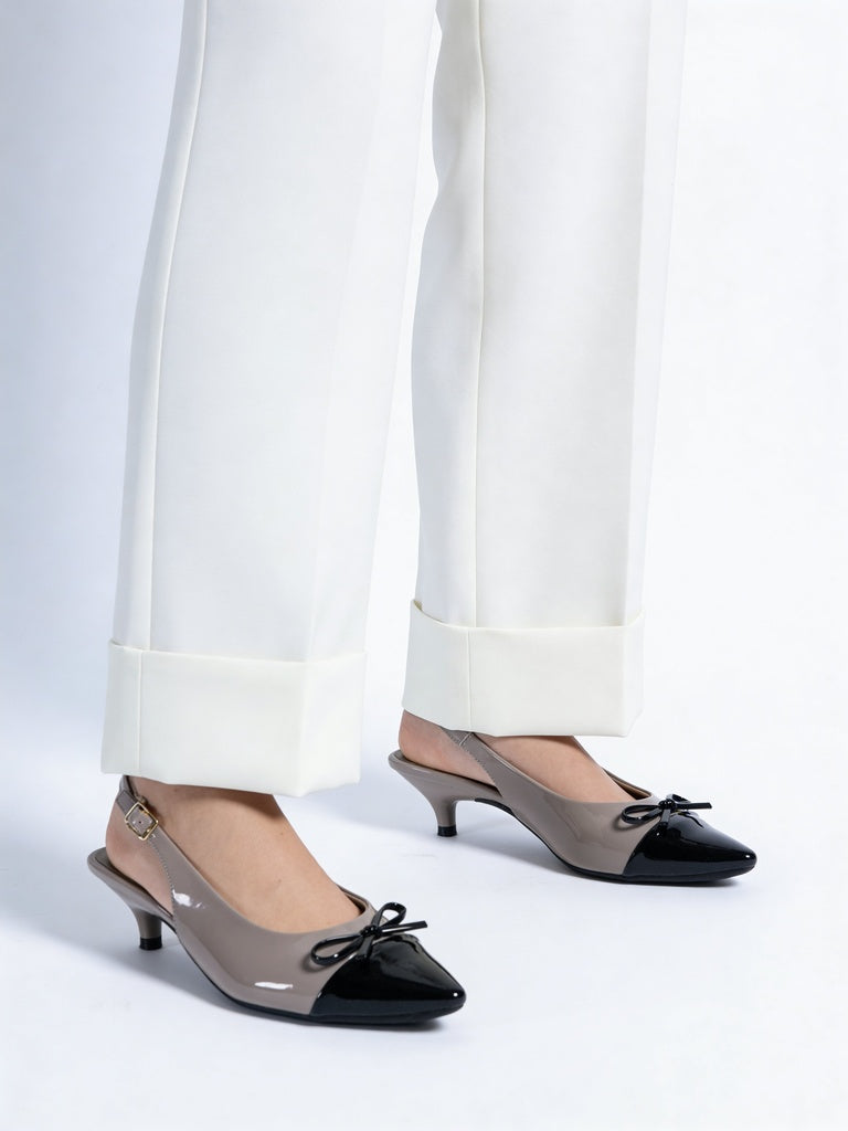 LUNA BLU Taupe Slingback Heel Mules