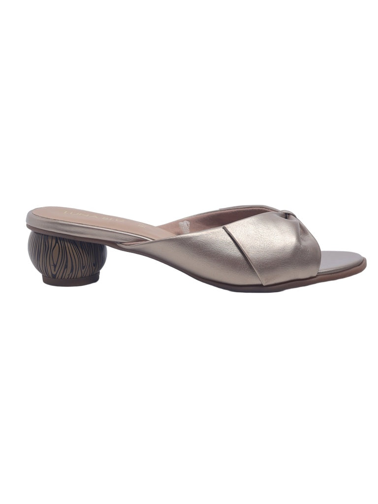 LUNA BLU Champagne Round Heel Sandals