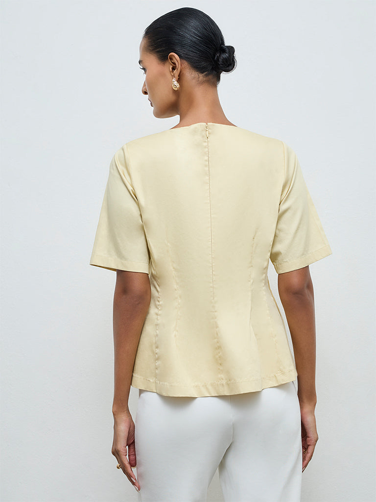 Wardrobe Yellow Cotton Peplum Top