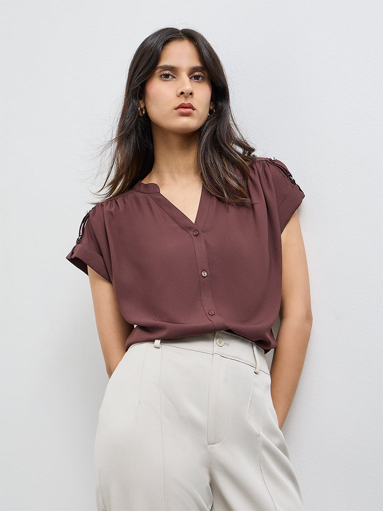 Wardrobe Brown Solid Blouse