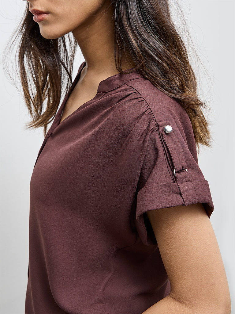 Wardrobe Brown Solid Blouse