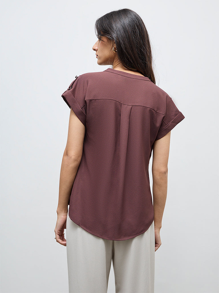 Wardrobe Brown Solid Blouse