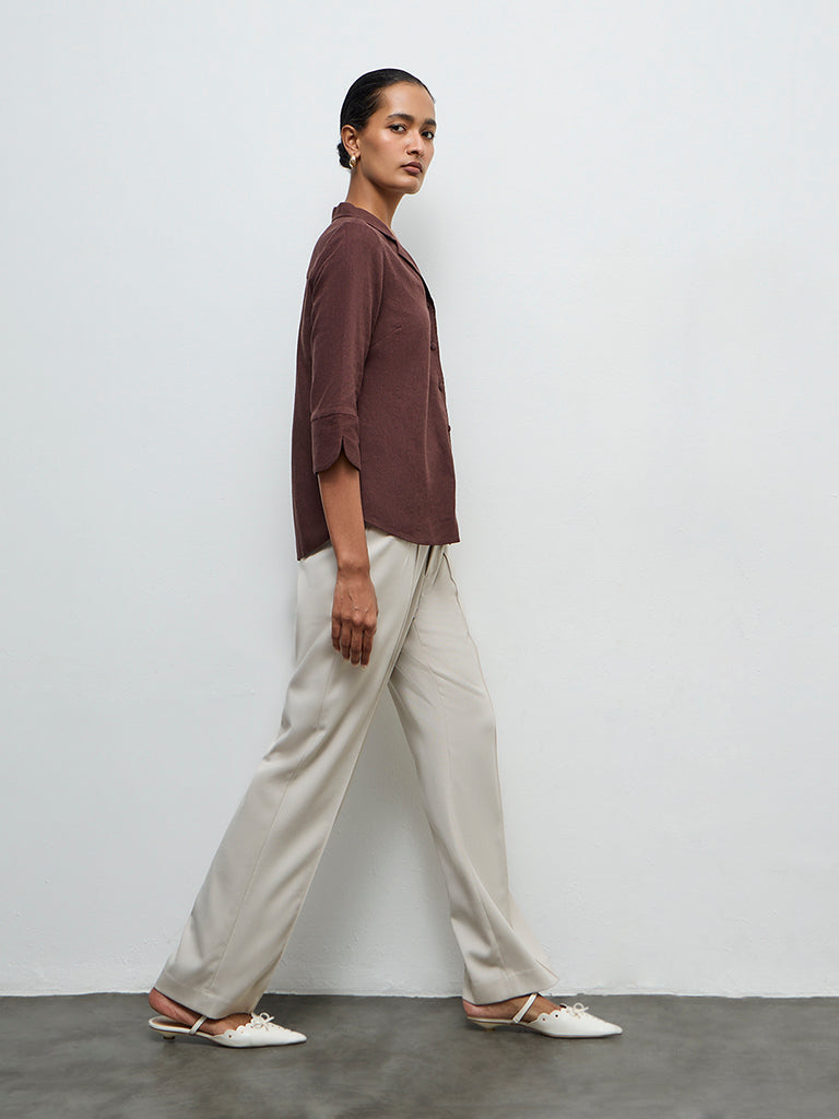 Wardrobe Dark Brown Solid Shirt