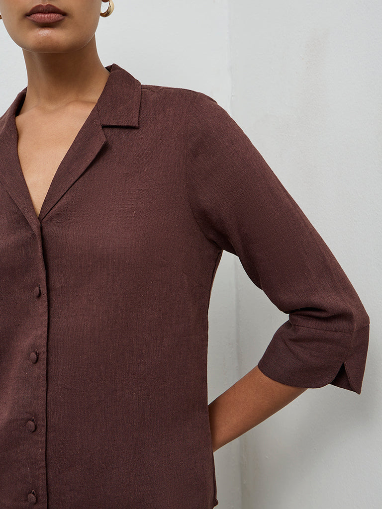 Wardrobe Dark Brown Solid Shirt