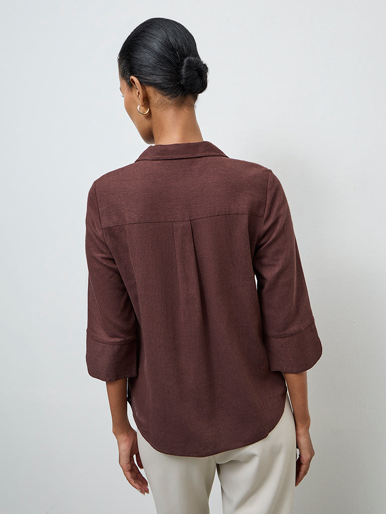 Wardrobe Dark Brown Solid Shirt