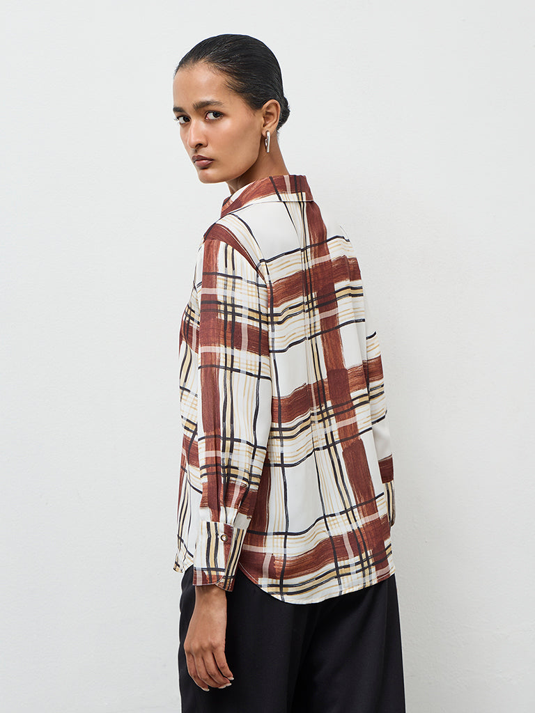 Wardrobe Brown Checks Detailed Shirt