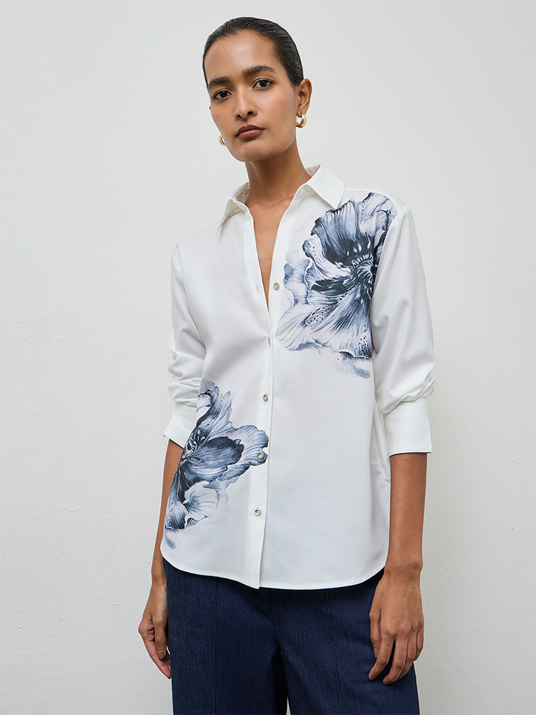 Wardrobe White Floral Design Shirt