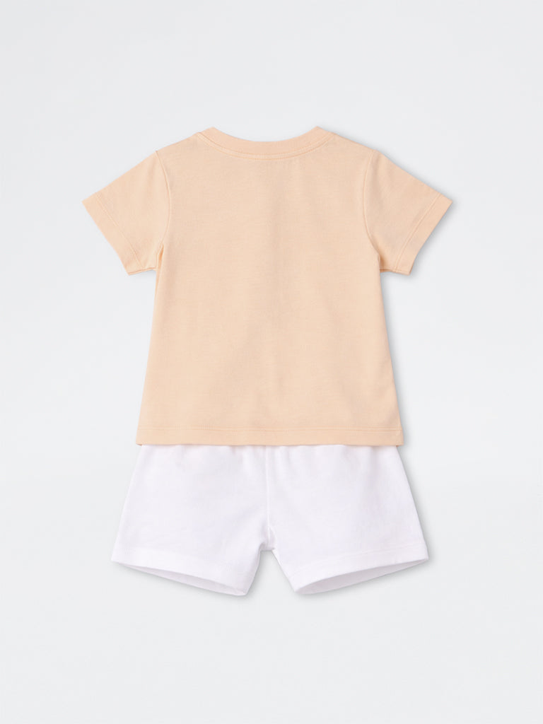 2-Piece HOP Baby Boys Orange Animal Printed Cotton Set