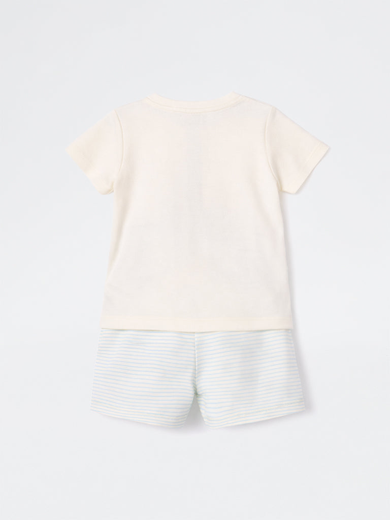 2-Piece HOP Baby Boys Off-White Animal Printed Cotton Set