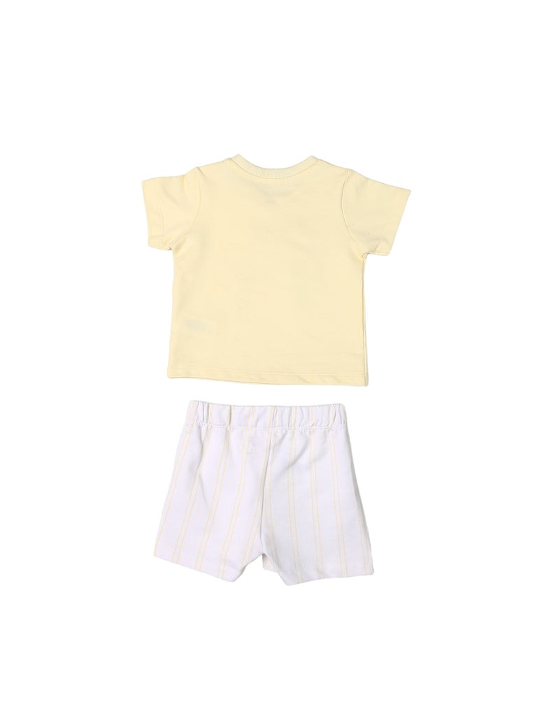 HOP Baby Boys Yellow Printed Cotton T-Shirt and Shorts Set - Exclusive