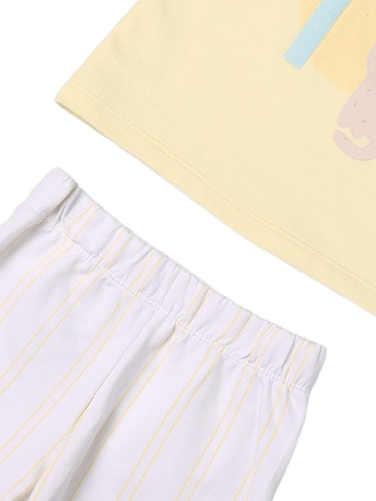 HOP Baby Boys Yellow Printed Cotton T-Shirt and Shorts Set - Exclusive