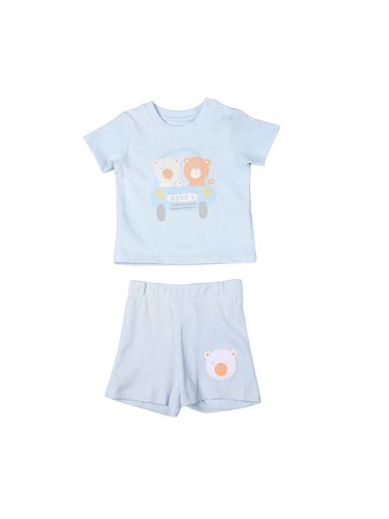 HOP Baby Boys Multicolour Printed Cotton T-Shirt and Shorts Set - Exclusive