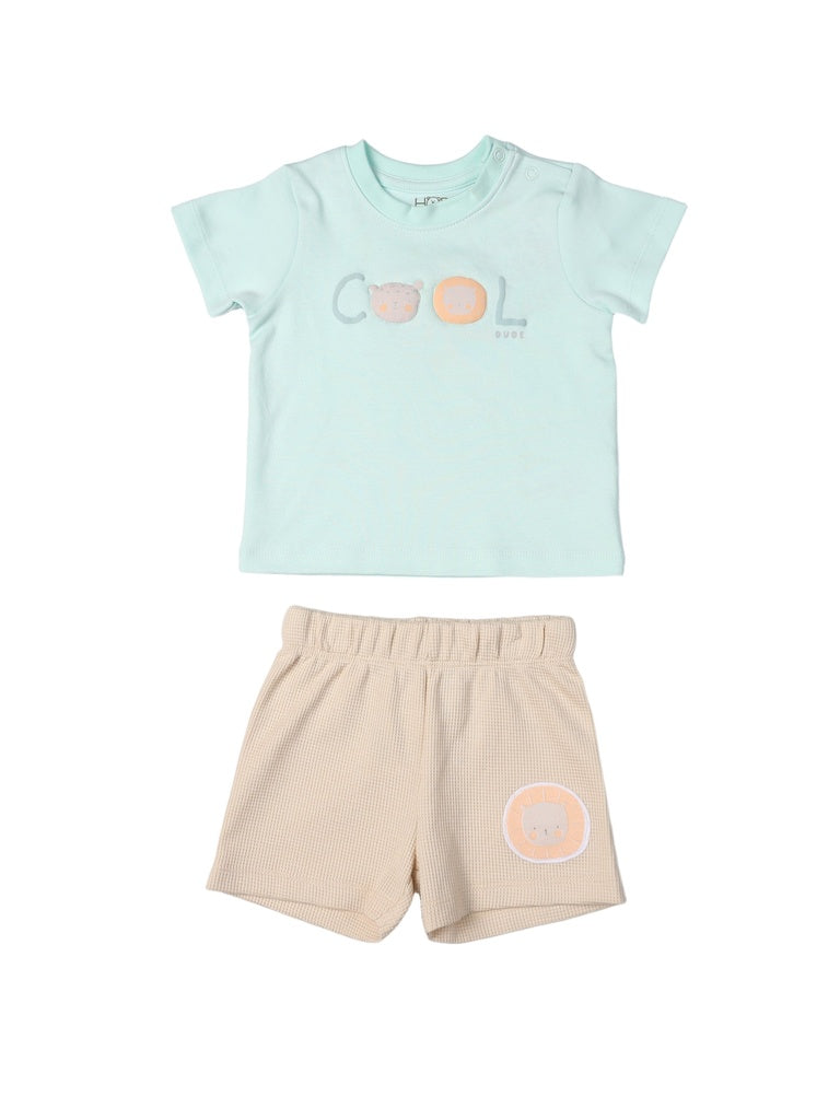 HOP Baby Boys Multicolour Printed Cotton T-Shirt and Shorts Set - Exclusive