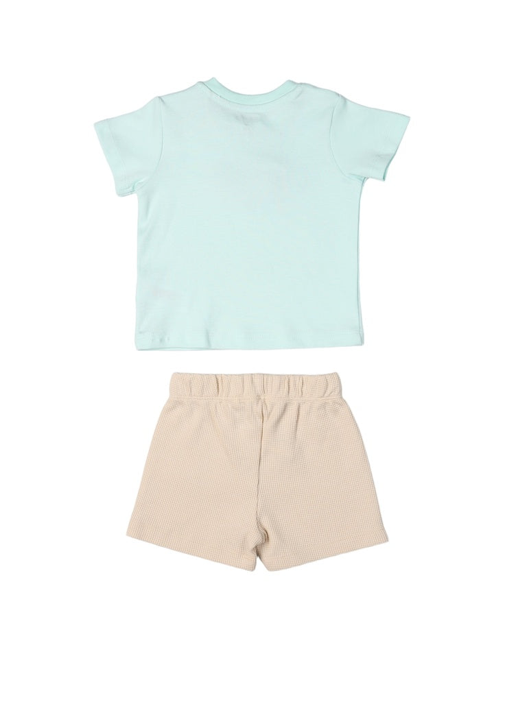 HOP Baby Boys Multicolour Printed Cotton T-Shirt and Shorts Set - Exclusive