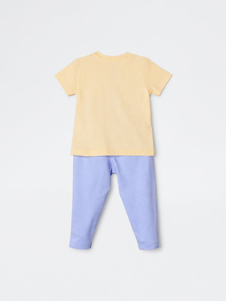 2-Piece HOP Baby Boys Yellow Bear Printed Cotton Set