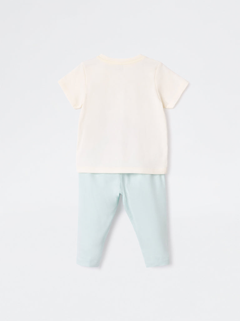 2-Piece HOP Baby Boys Off-White Safari-Printed Cotton Set