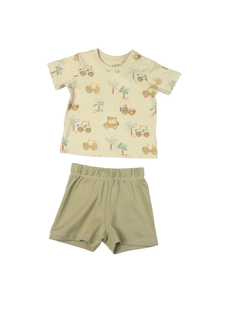 HOP Baby Boys Sage Printed Cotton T-Shirt and Shorts Set - Exclusive