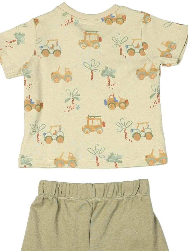 HOP Baby Boys Sage Printed Cotton T-Shirt and Shorts Set - Exclusive