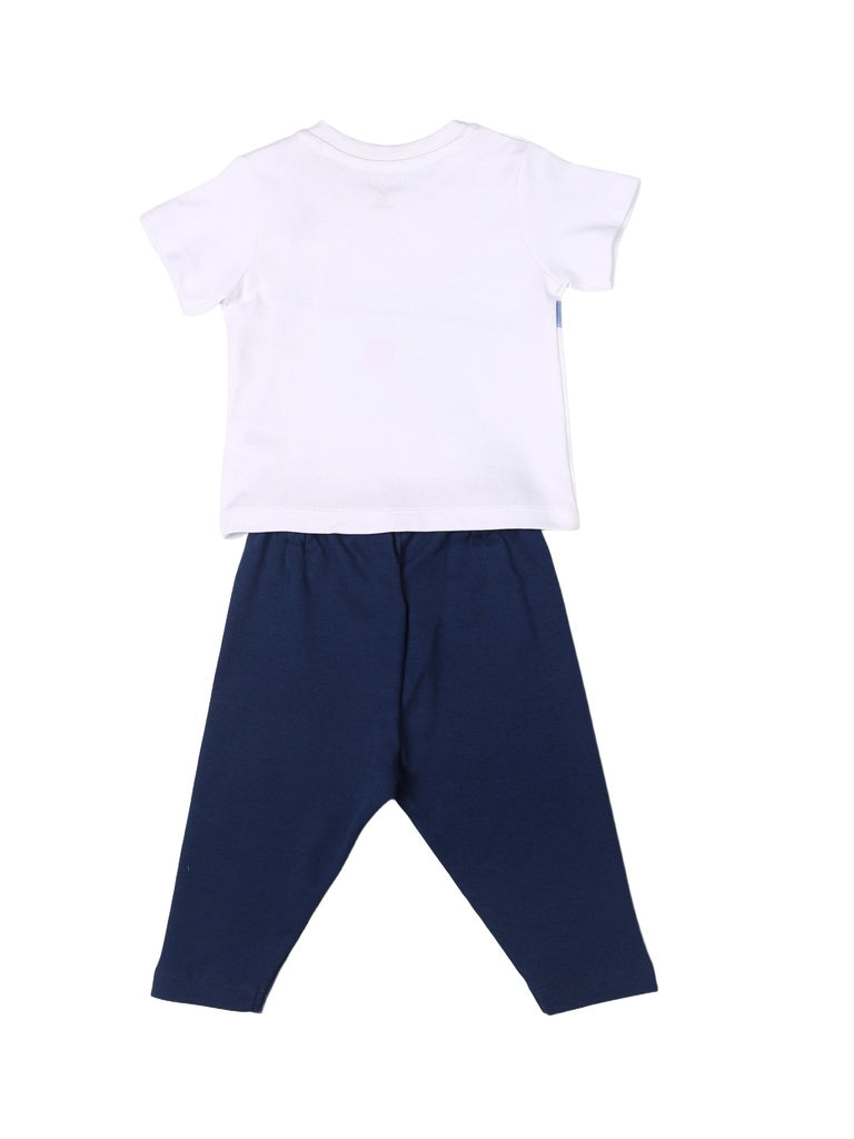 HOP Baby Boys Multicolour Printed Cotton T-Shirt and Pants Set - Exclusive
