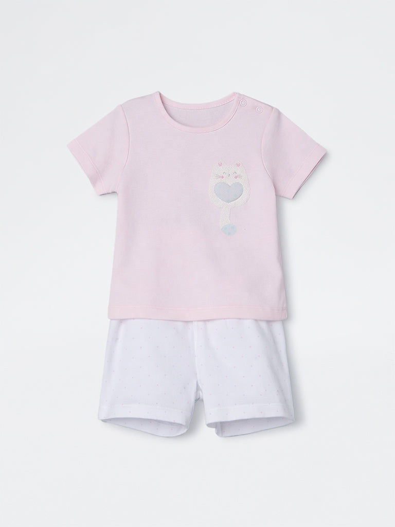 2-Piece HOP Baby Boys Pink Printed Cotton Set