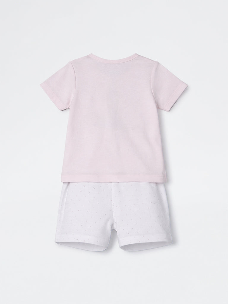 2-Piece HOP Baby Boys Pink Printed Cotton Set