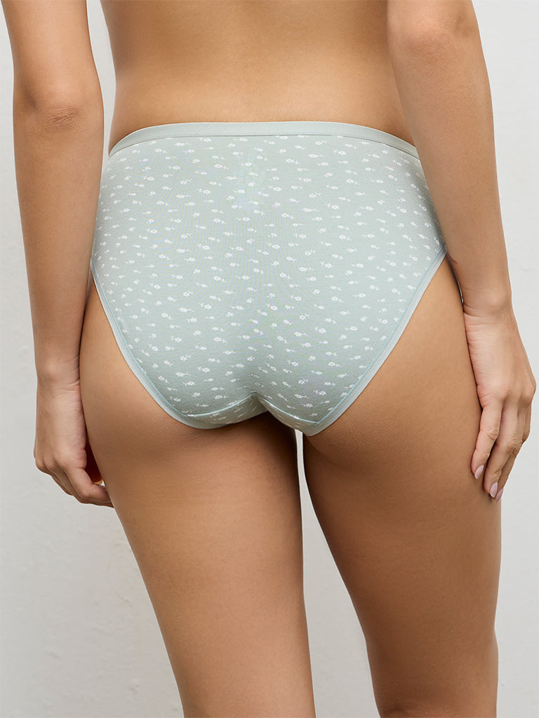 Wunderlove 3-Pack Floral Printed Cotton-Blend Hi-Leg Briefs