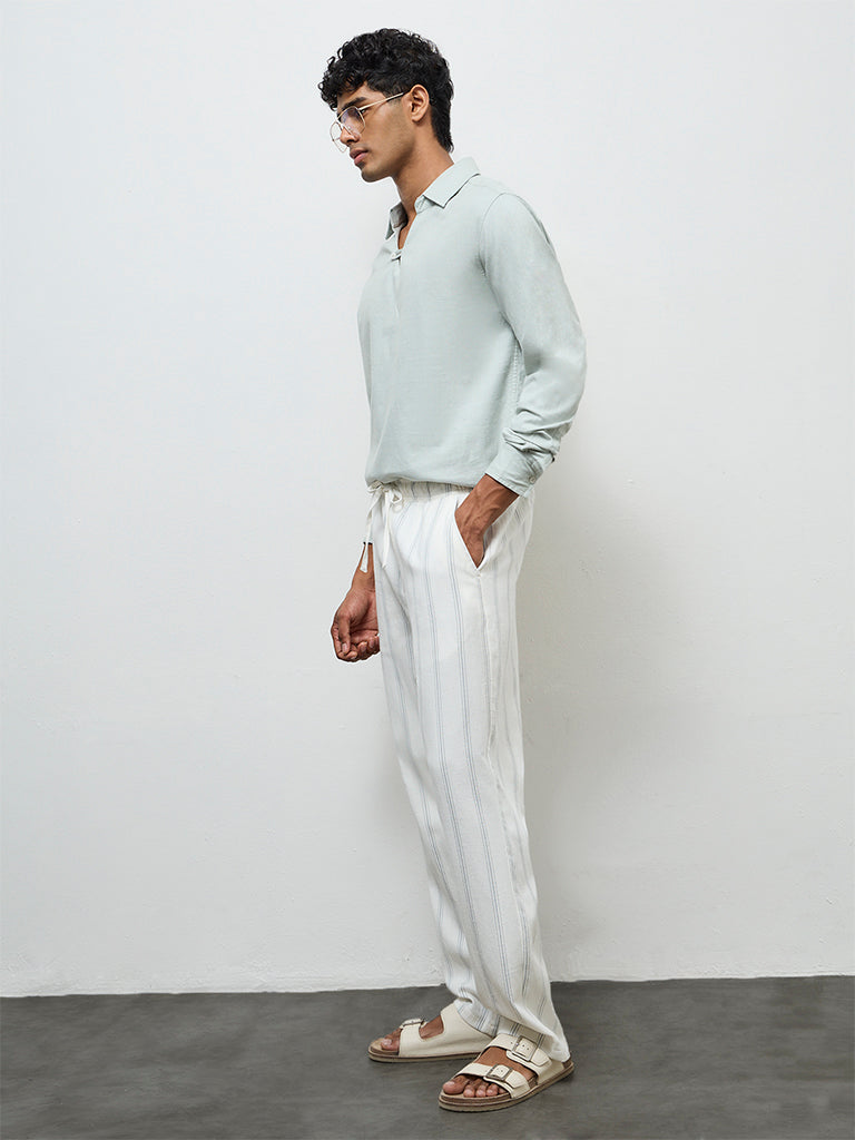 ETA Off-White Striped Relaxed-Fit Mid-Rise Cotton Chinos