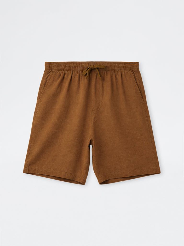 ETA Light Brown Relaxed-Fit Mid-Rise Shorts