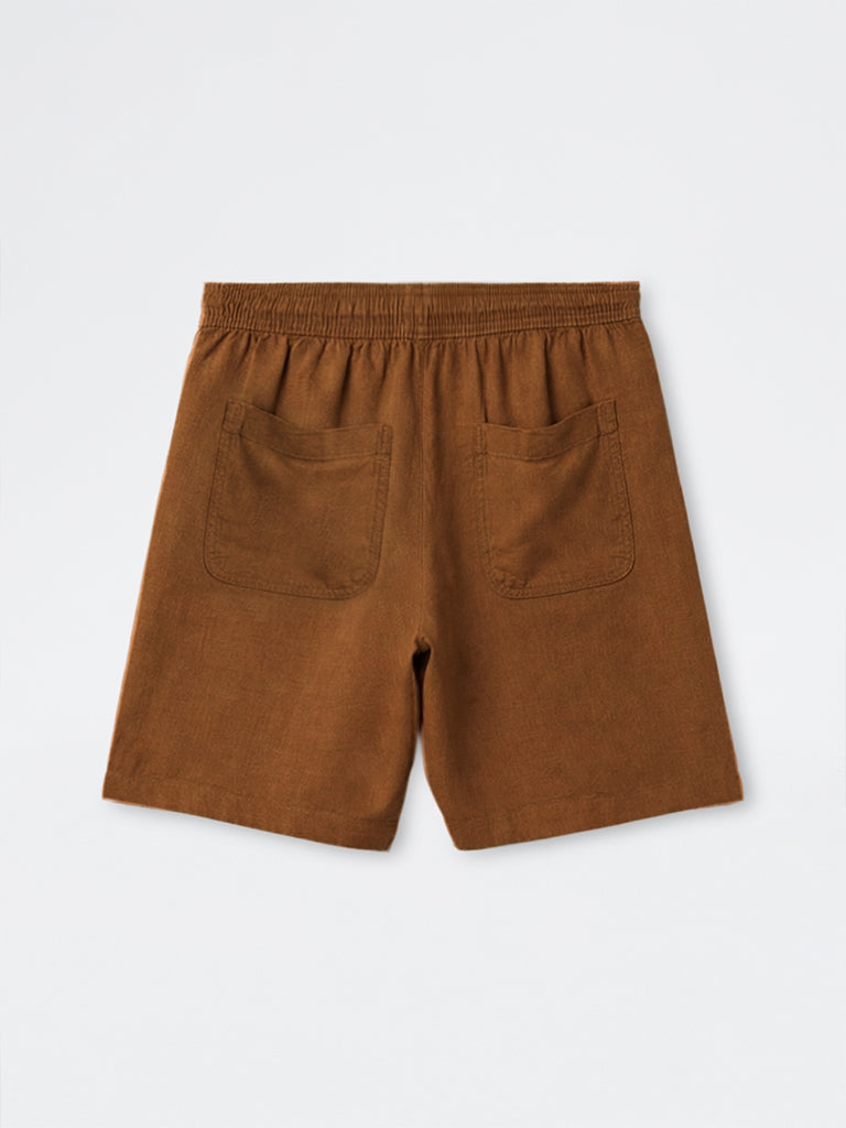 ETA Light Brown Relaxed-Fit Mid-Rise Shorts