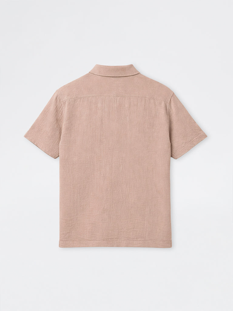 ETA Dusty Pink Textured Relaxed-Fit Cotton Polo T-Shirt