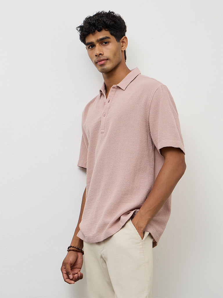 strapless open back dress Buy ETA Dusty Pink Textured Relaxed-Fit Cotton Polo T-Shirt from Westside