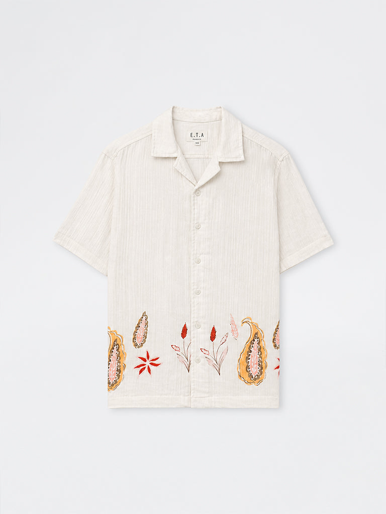 ETA Off-White Botanical Printed Relaxed-Fit Cotton Shirt
