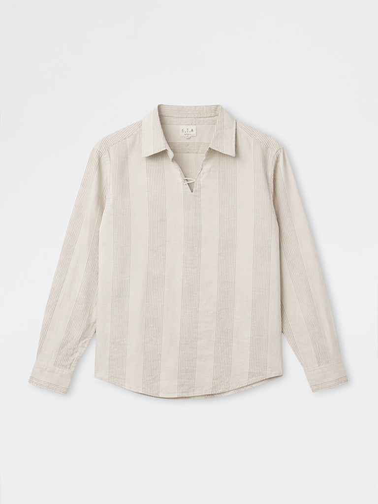 ETA Off-White Striped Relaxed-Fit Cotton-Blend Shirt