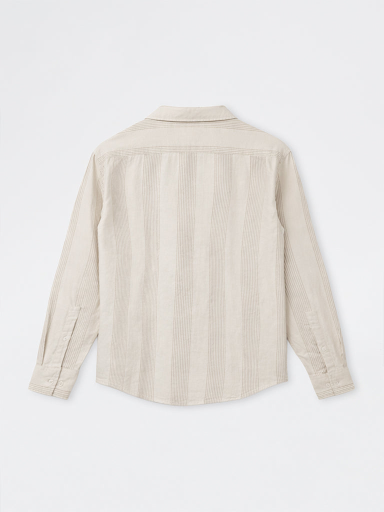 ETA Off-White Striped Relaxed-Fit Cotton-Blend Shirt