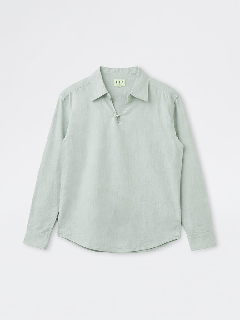 ETA Light Teal Relaxed-Fit Cotton-Blend Shirt