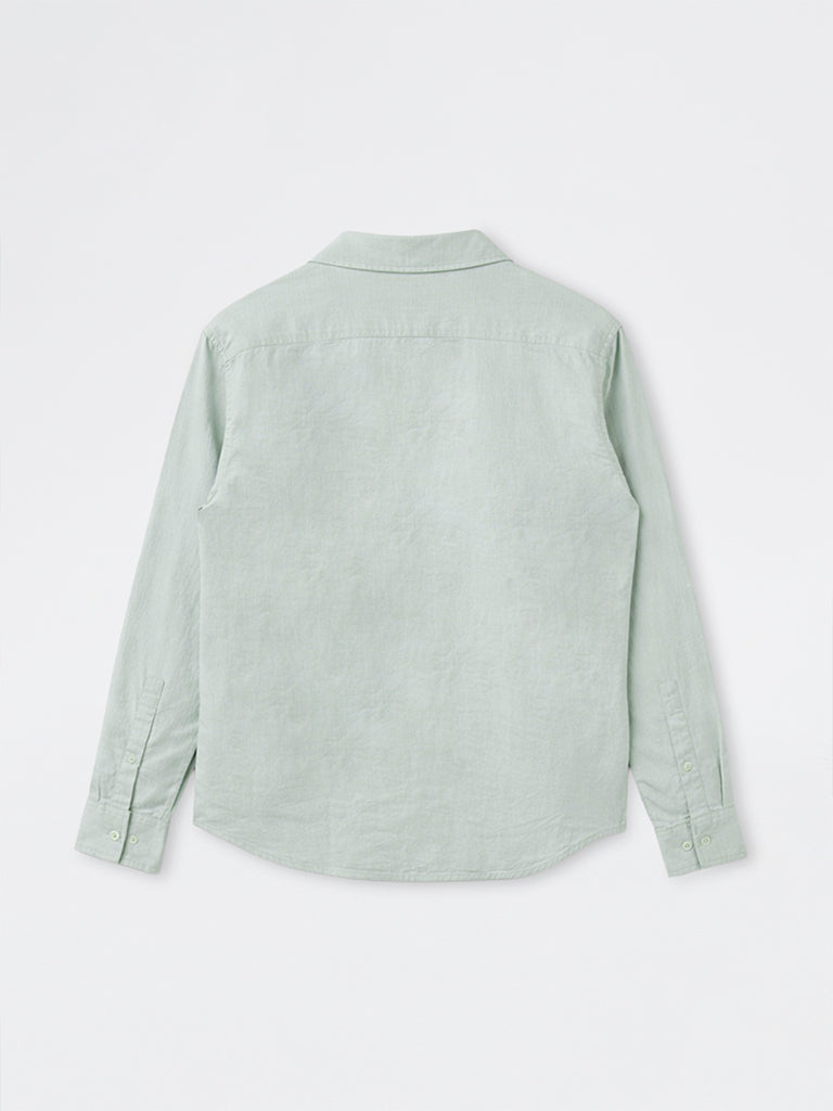 ETA Light Teal Relaxed-Fit Cotton-Blend Shirt