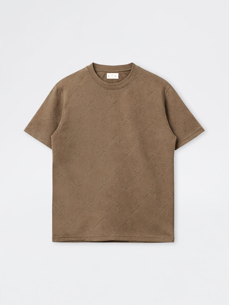 ETA Taupe Jacquard Relaxed-Fit T-Shirt