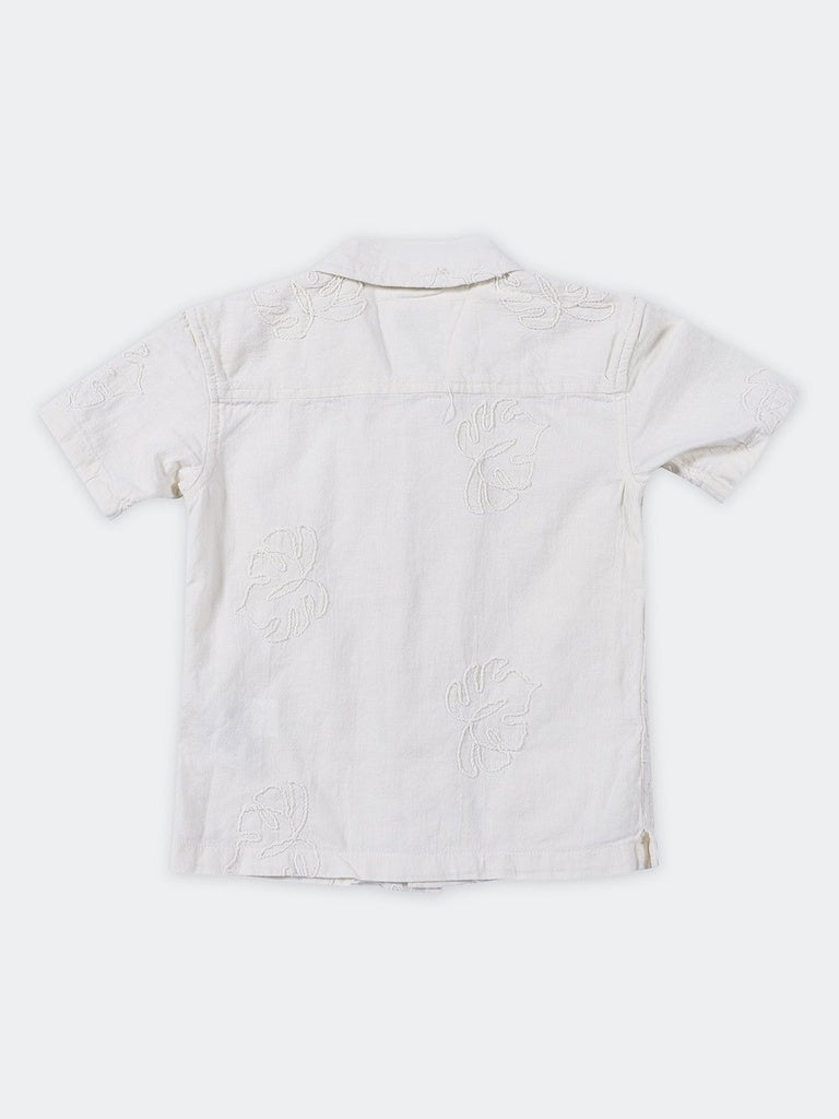 HOP Kids Boys Off-White Embroidered Cotton-Blend Shirt