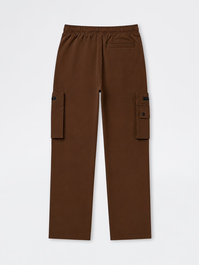 Boys Brown Mid-Rise Cargo Pants