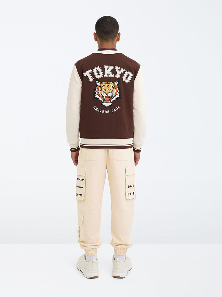 Boys Off-White Text-Detail Cargo-Style Joggers