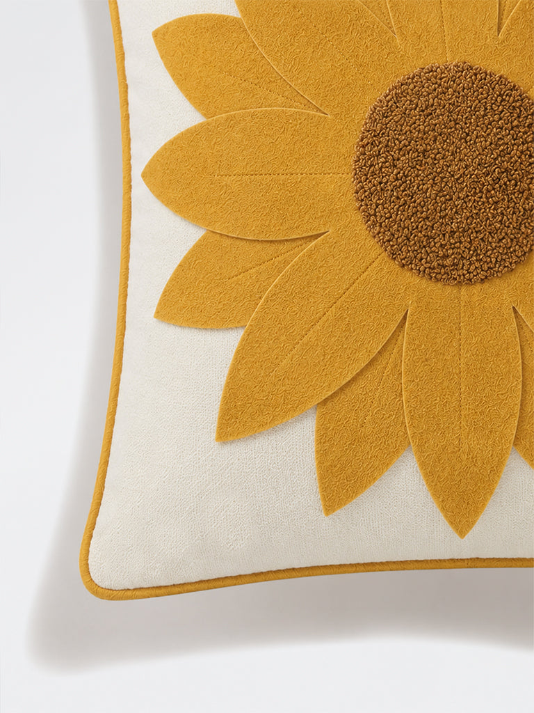 Westside Home Yellow Sunflower Applique Cushion Cover