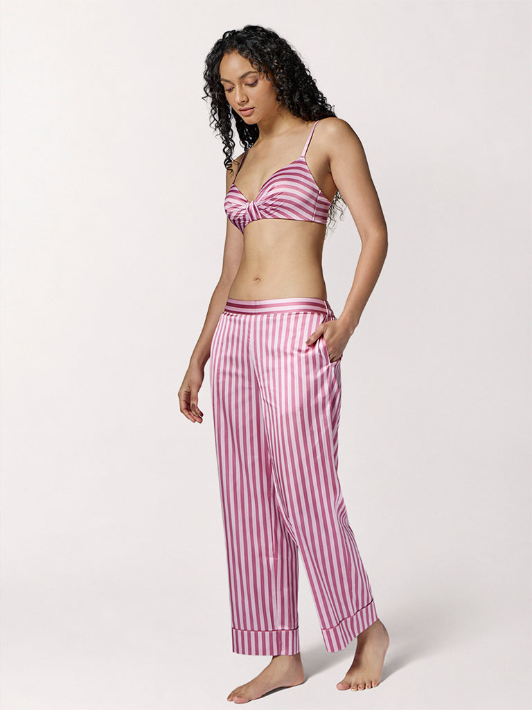 Wunderlove Pink Striped Padded Satin Bra