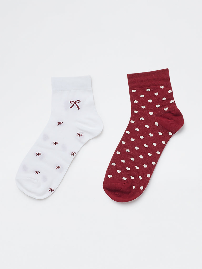 Superstar Red Printed Cotton-Blend Socks - Pack of 2