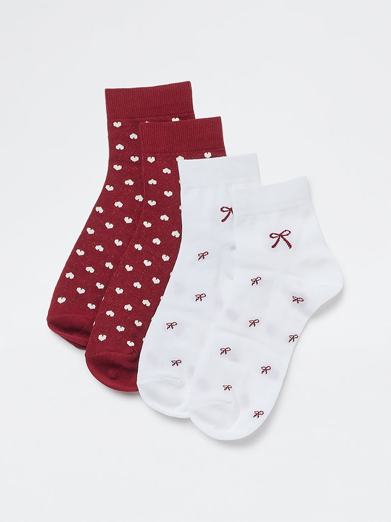 Superstar Red Printed Cotton-Blend Socks - Pack of 2