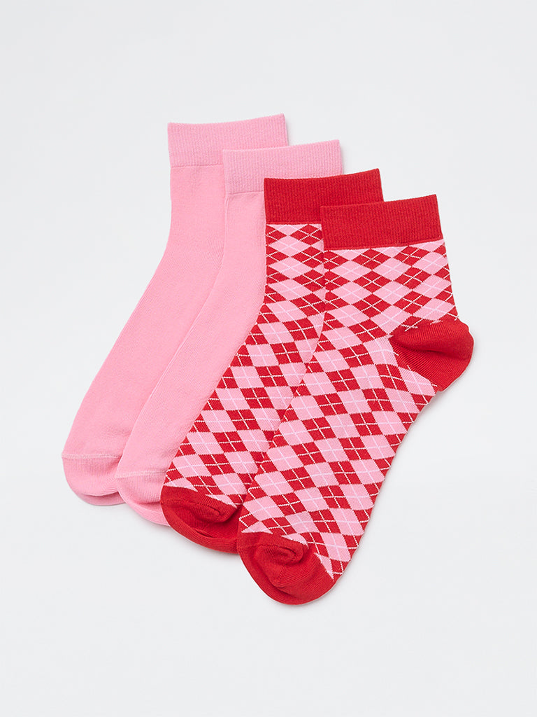 Superstar Pink Cotton-Blend Socks - Pack of 2