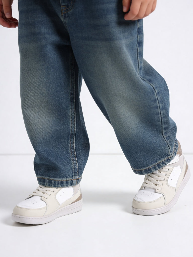 Yellow Beige High-Top Sneakers