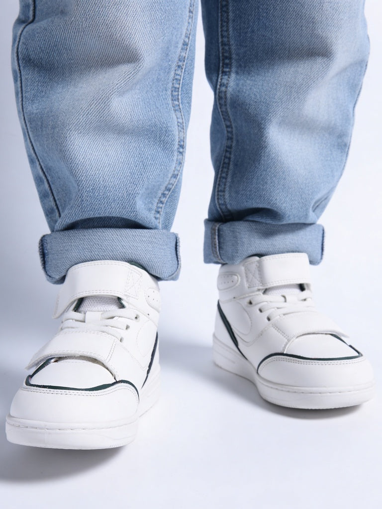 Yellow White Mid-Top Sneakers