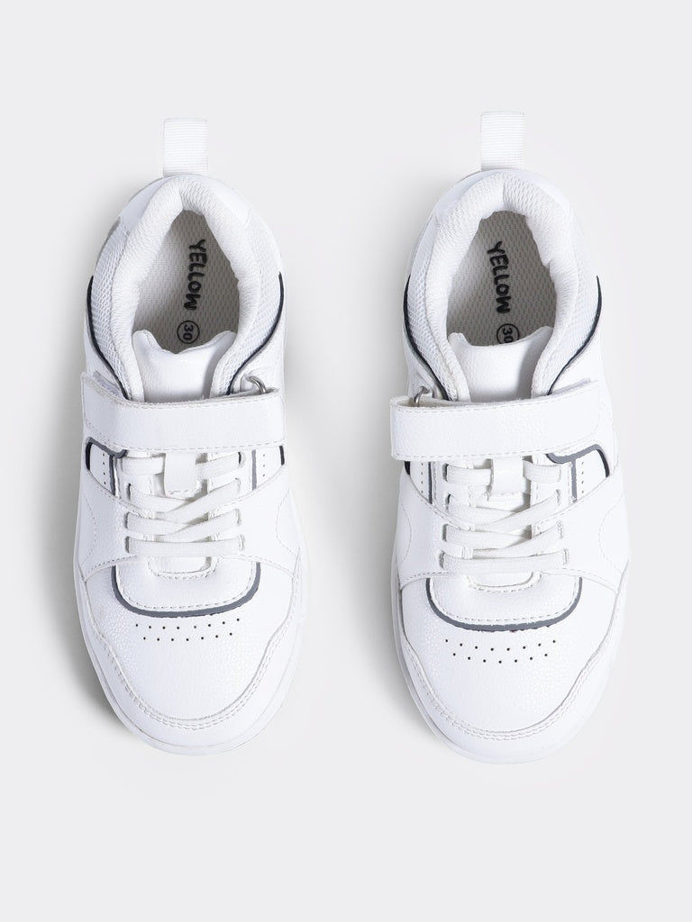 Yellow White And Grey Velcro Sneakers