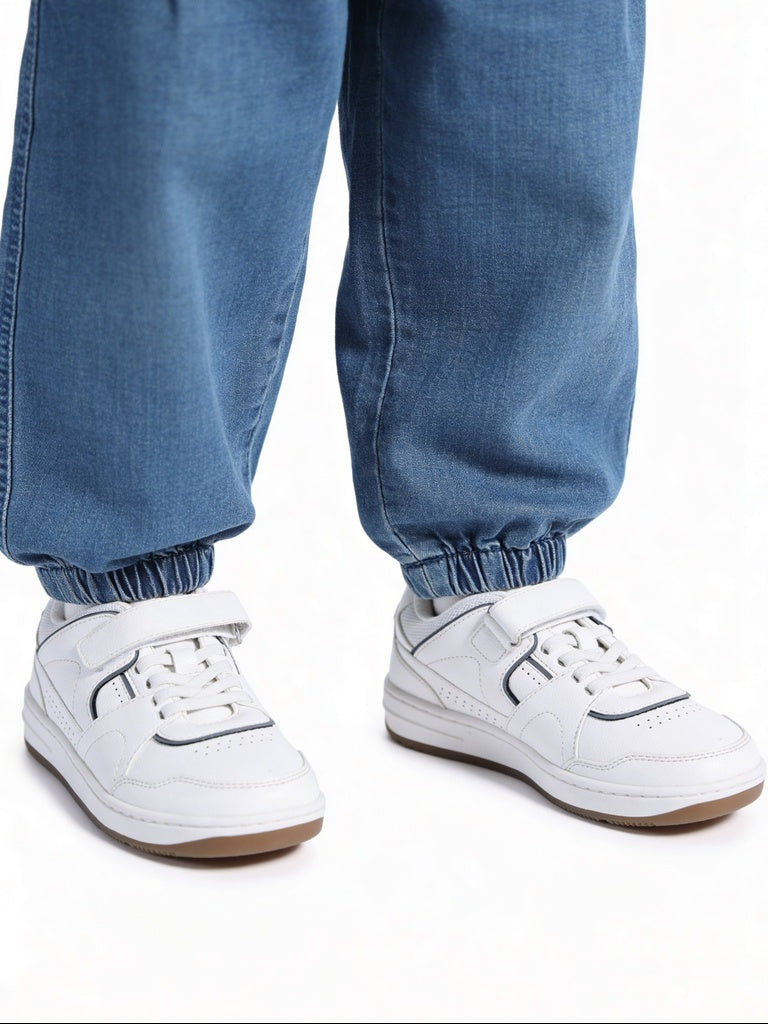 Yellow White And Grey Velcro Sneakers
